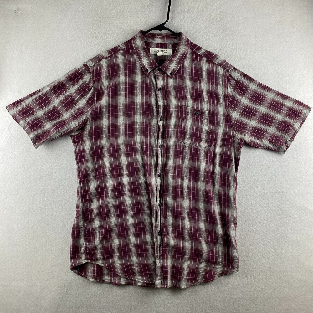 Ezekiel Button-Up Shirt Mens XL Multicolor Plaid Short Sleeve Button Collar